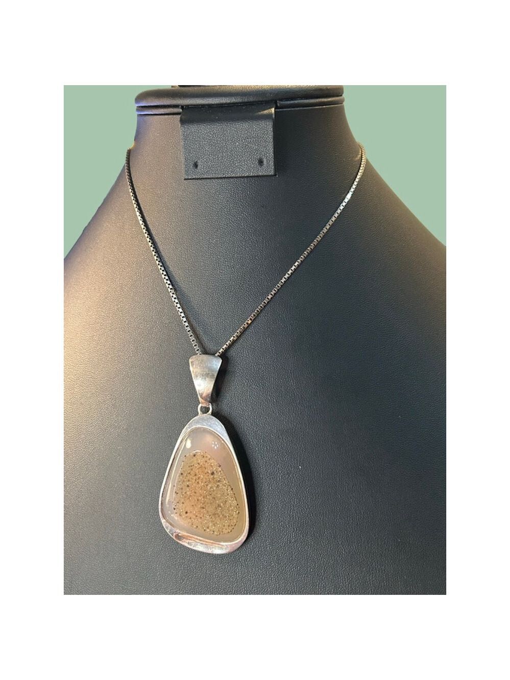Women's sterling and stone Druzy 14 inch Necklace